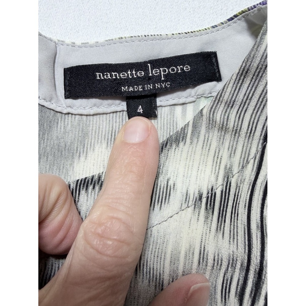 Nanette Lepore Silk Blouse Women 4 Multi Color Good Floral Artistic Sleeveless - Picture 5 of 11